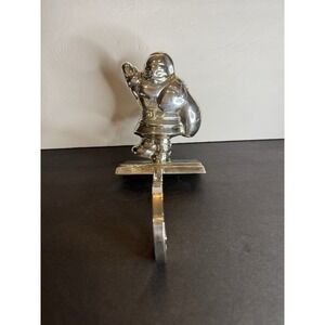 Heavy Silver Santa Christmas Stocking Holder – Metal Mantel Hook